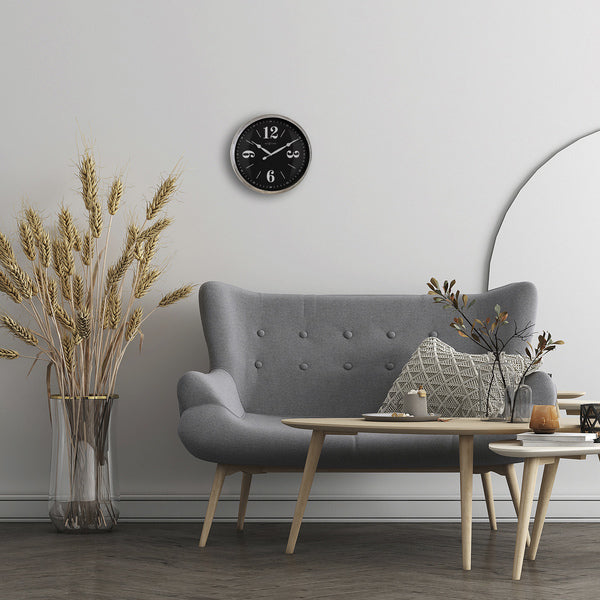 Nextime Ne-3290Zi Landelijke Wandklok - 39Cm - Stille Klok - Wit/ Zilver - "Classic"