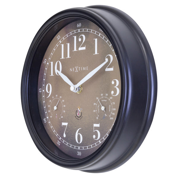 Nextime Ne-4318Br Buitenklok Jasmine + Thermo- En Hydrometer 23.5 Cm Zwart/Koper