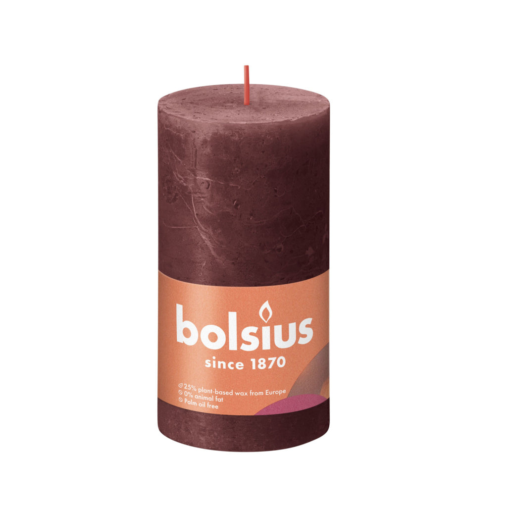Bolsius Kaars 13X6,8 Cm Donker Rood Rustiek