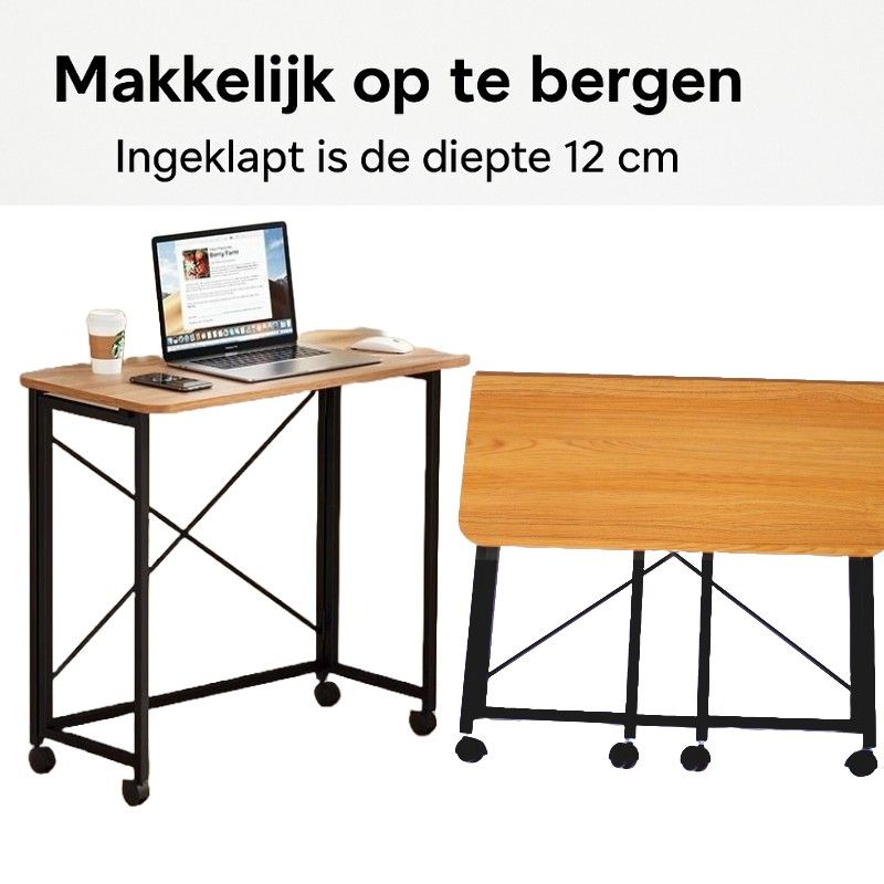 Ceruzo Wandtafel - 80X40X75 Cm - Inklapbaar Tafelblad - Zwart