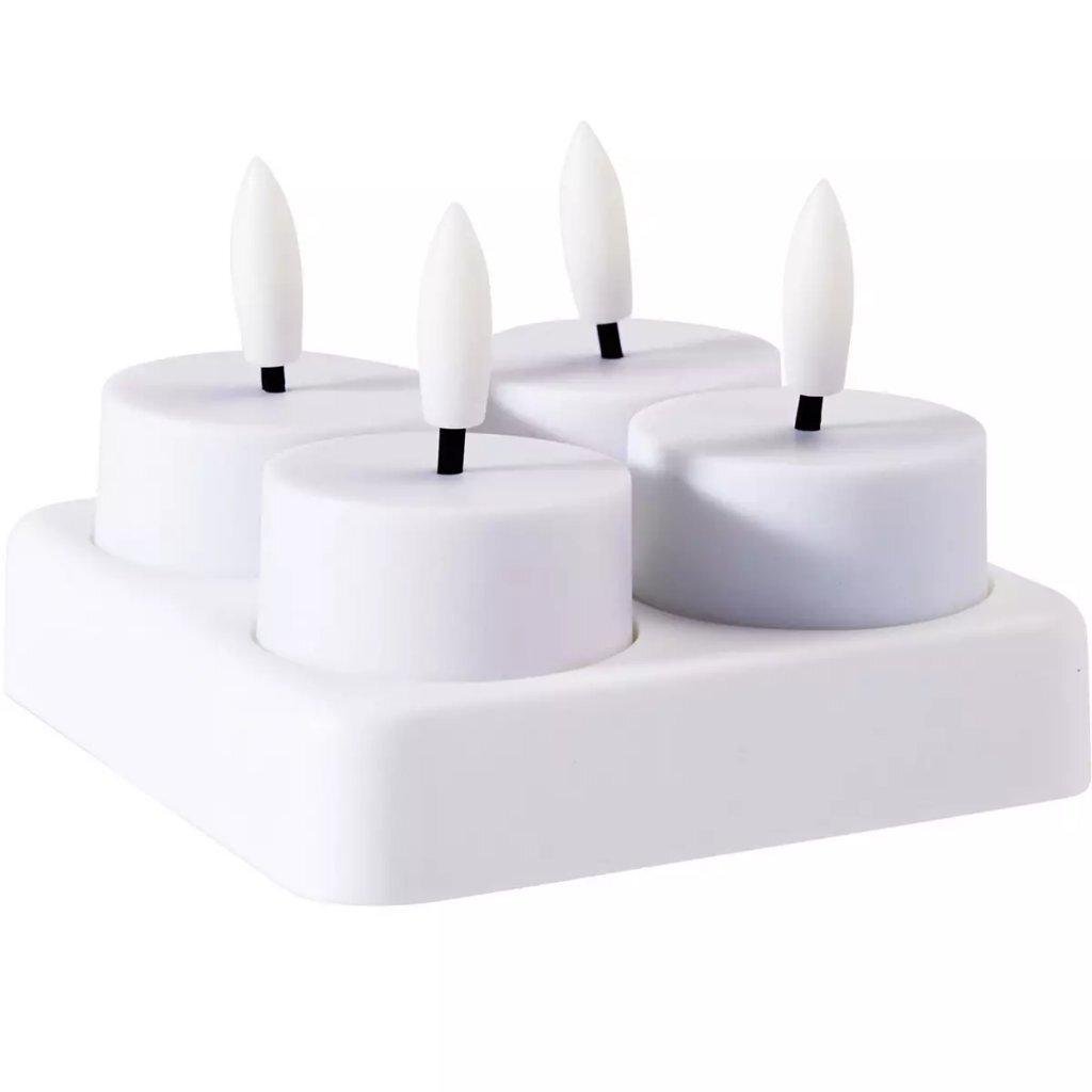 S.i.a. Led Theelichten Oplaadbaar 4 Cm 4 Stuks Wit