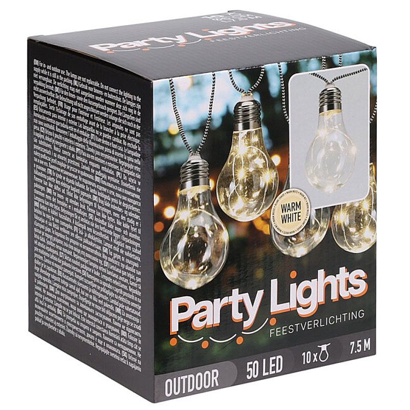 Feestverlichting Voor De Tuin - 450Cm - Warm Wit - 10X5 Led - Gevlochten Snoer