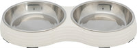 Trixie Cat Bowl Double Melamine / Stainless Steel White 2X200 ML 27X14X3 CM
