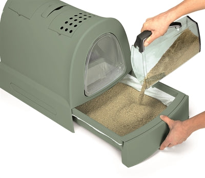 Bac à litière pour chat Imac Zuma avec tiroir coulissant vert 56X40X42,5 CM