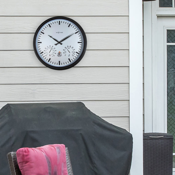 Nextime Ne-4306Zw Buitenweerstationklok &Oslash;50 8 Cm Kunststof Zwart Zonnebloem