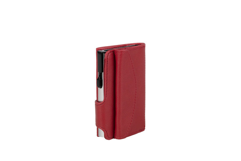 Juscha Ju-962103 Pasjeshouder Clicksafe Rfid Kunstleer Ro/Zi 8 Pasjes Met Opbergvak Voor Muntgeld