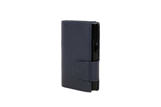 Juscha Ju-961202 Pasjeshouder Clicksafe Rfid Kunstleer Bl/Zw 8 Pasjes Met Opbergvak Voor Muntgeld