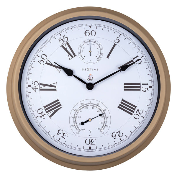 Nextime Ne-4305Br Buitenweerstationklok 40,5 Cm Metaal Bruine Hyacint