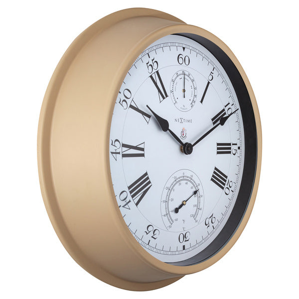 Nextime Ne-4305Br Buitenweerstationklok 40,5 Cm Metaal Bruine Hyacint