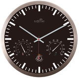 Nextime Ne-90513Zw Wandklok + Weerstation 25Cm Zwart Rc Aluminium