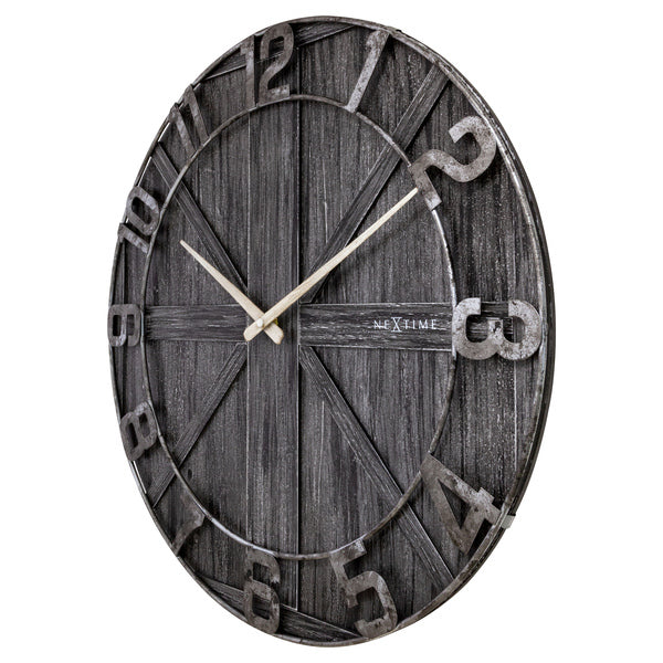 Nextime Ne-3276Zw Wandklok York 50 Cm Zwart/Hout/Metaal