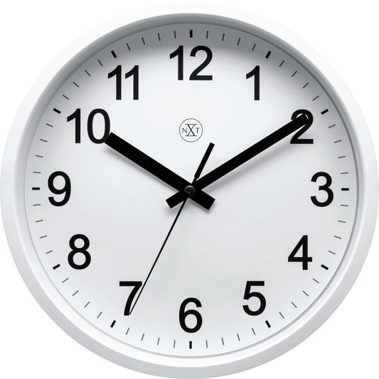 Nextime Nx-7307Wi-V2 Wandklok Nxt Diam. 25,5 Kunststof Wit, Witte Wijzerplaat