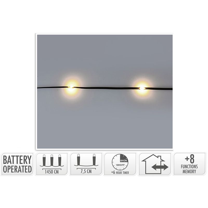 Batterijverlichting Softwire - 14.5M - 192 Led - Warm Wit - Met Timer