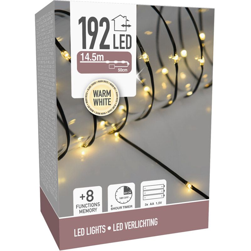 Batterijverlichting Softwire - 14.5M - 192 Led - Warm Wit - Met Timer