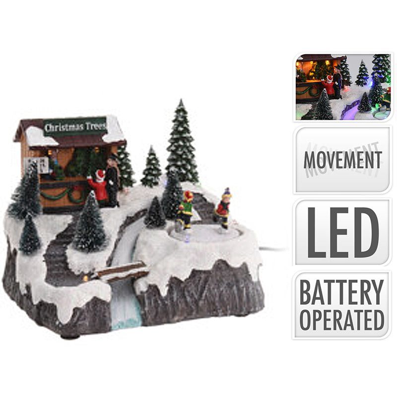 Kersthuisje Met Led Verlichting En Beweging - Op Batterijen