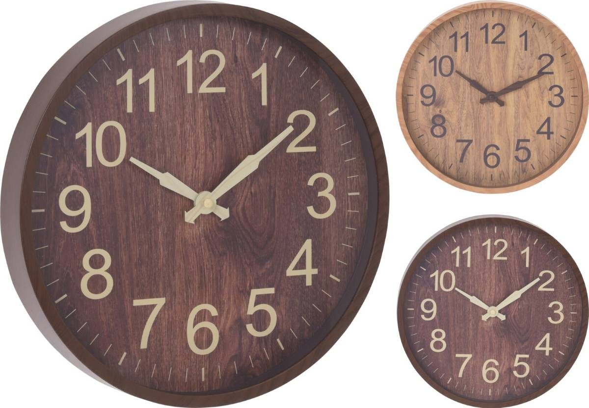 Wandklok - Donkerbruin - Houtlook - 30Cm