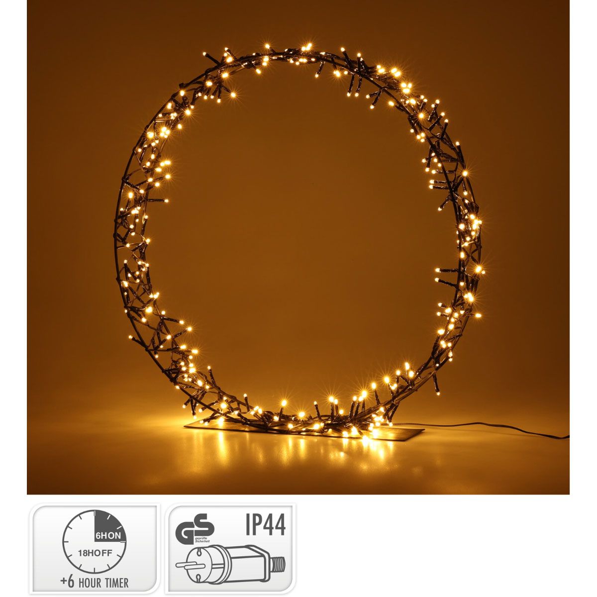 Kerstkrans Op Standaard - 300 Led - 60 Cm - Warm Wit - Timer