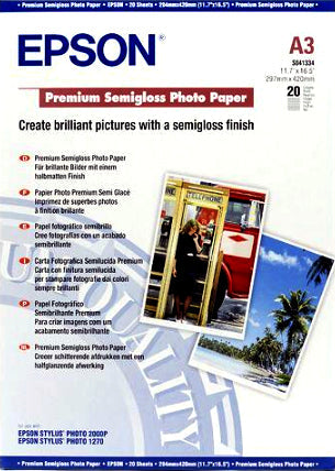 Epson Premium Semigloss Photo A3, 20 Sheet, 251G    S041334