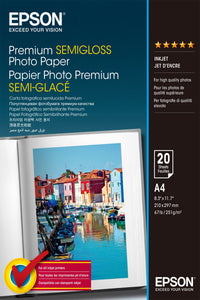 Epson Premium Semigloss Photo A 4, 251 G, 20 Sheets   S 041332