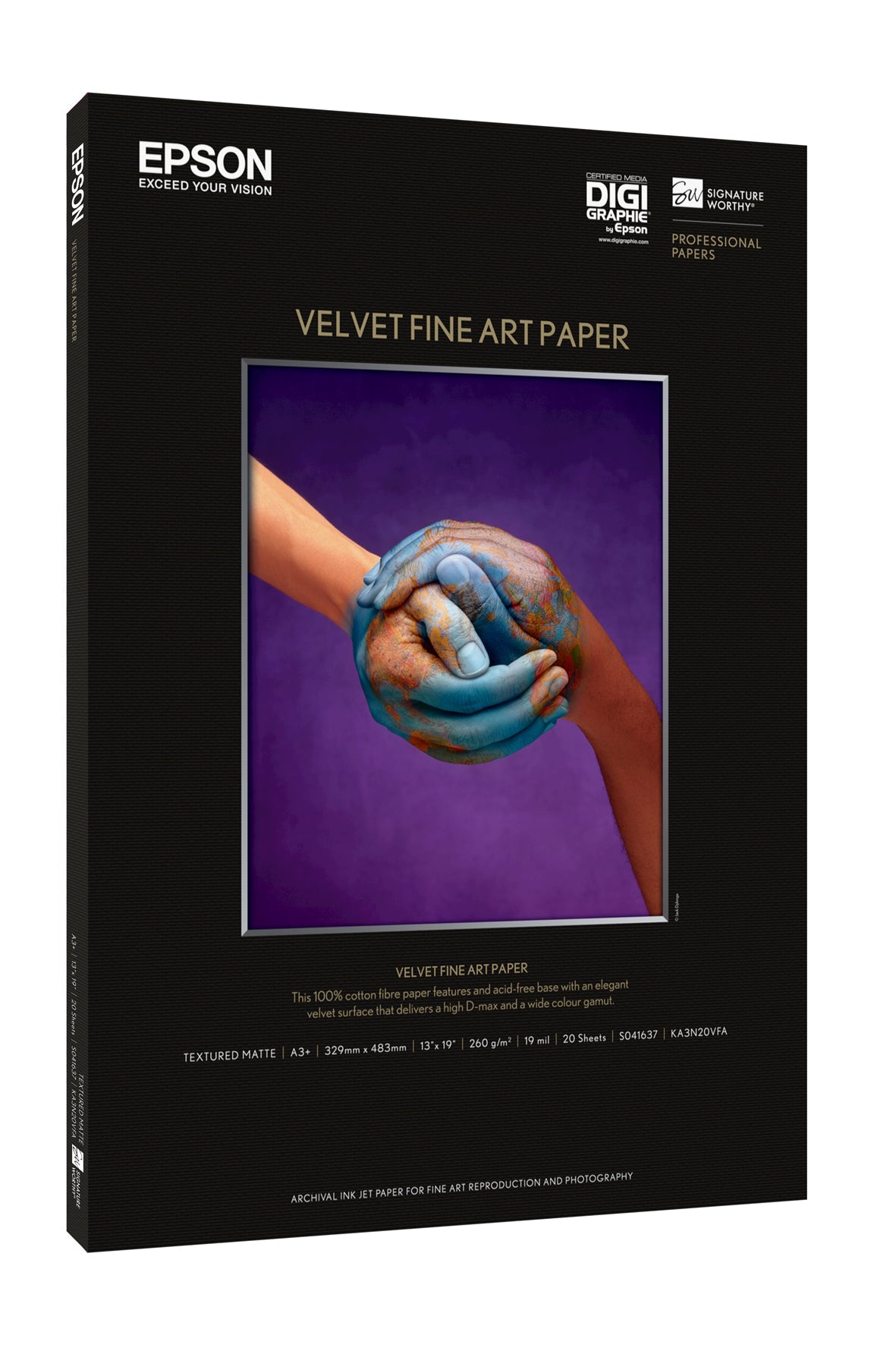 Epson Velvet Fine Art Paper A 3+ 20 Sheet, 260 G         S 041637