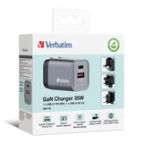 Verbatim Gnc-35 Gan Charger 34W 1Xusb-C Pd, 1Xusb-A Qc 3.0 32200