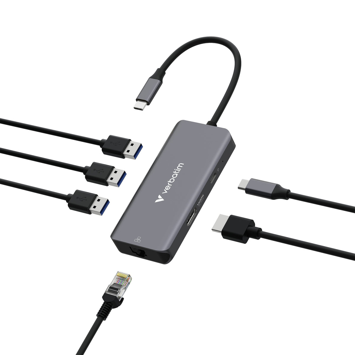 Verbatim Usb-C Essentials Multi- Port Hub 6 Port With Rj45  32157