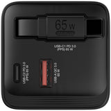 Verbatim Gan Charger 65W 2Xusb-C Pd,1Xusb-A, Retrac. Cable  32217