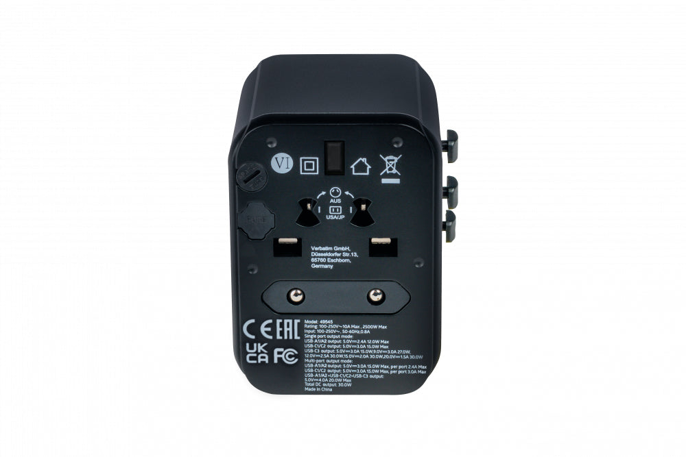 Verbatim Uni.travel Adapt.uta-03 Usb-C 30W 2Xusb-C 2Xusb-A  49545