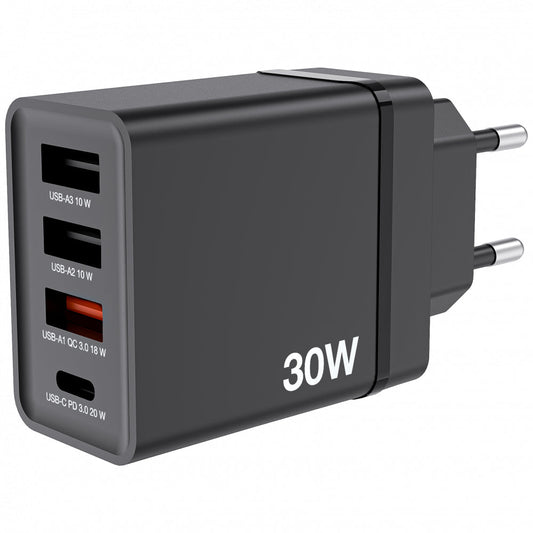 Verbatim Usb Wall Charger 30W 1Xusb-C Pd 3Xusb-A Schwarz 49700