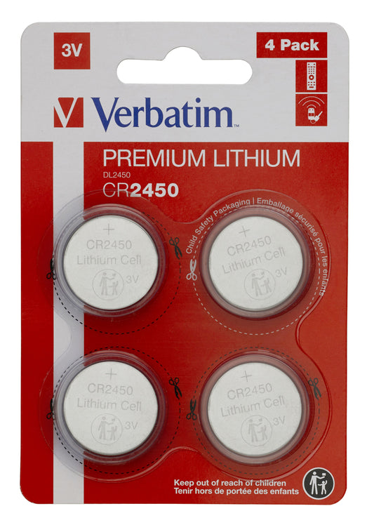 1X4 Verbatim Cr 2450 Lithium Battery 49535