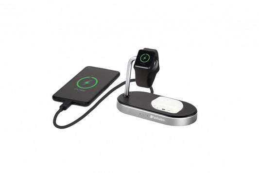 Verbatim Wcs-02 Aluminium 3-In-1 Qi Mfi Wifi+Apple Watch Charger