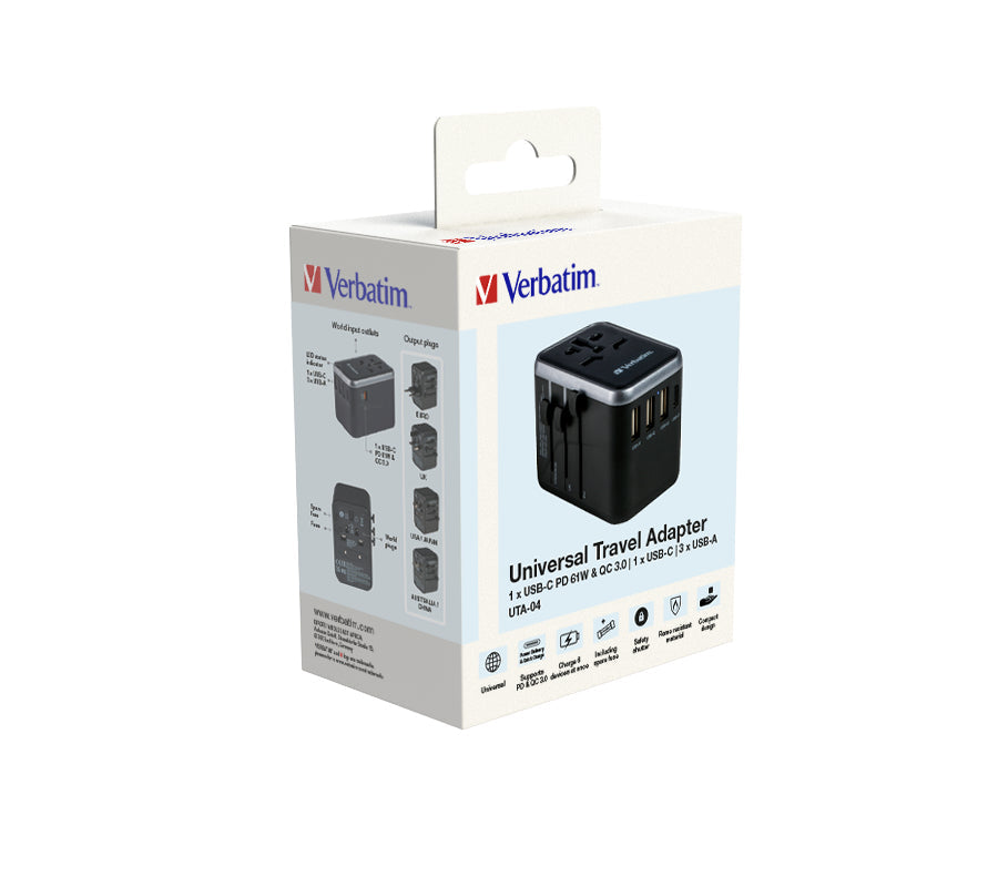 Verbatim Uni.travel Adapt.uta-04 Usb-C 61W 2Xusb-C 3Xusb-A  49546
