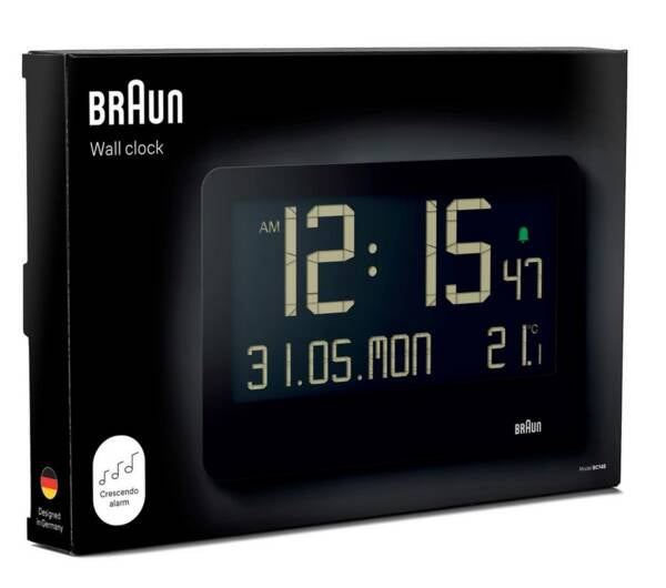 Braun Bc 14 Black Quartz Wall Clock Digital