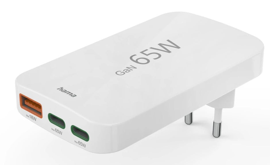 Hama Flaches Mini-Ladegerät  65W 2Xusb-C/1Xusb-A, Weiß     201976
