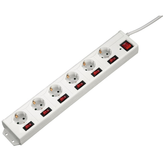 Hama Socket Line 6-Fach Single Switchable White 223159