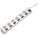 Hama Socket Line 6-Fach Single Switchable White 223159