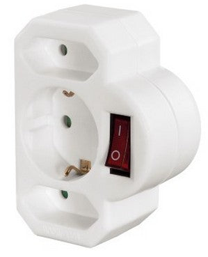 Hama Multi Socket 3-Fold Adapter With Switch White