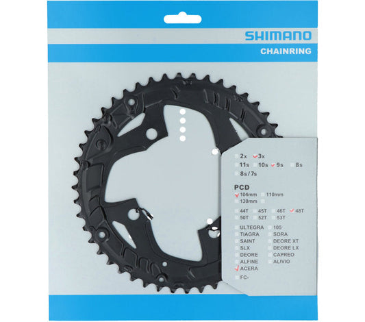 Kettingblad 48T Shimano Acera Fc-T3010 9 Speed - Voor Kettingbeschermer - Zwart