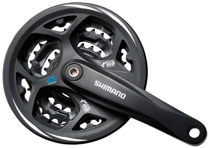 Crankstel 7/8 Speed Shimano Altus Fc-Cm311 48/38/28T Met Kettingrand - Zwart