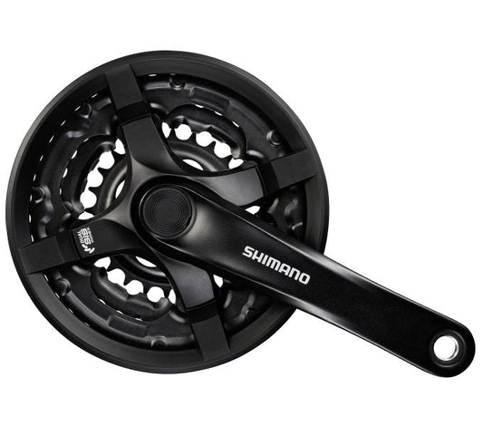 Crankstel 6/7/8 Speed Shimano Tourney Fc-Ty501 Met 175Mm Crankarm 48 X 38 X 28T Met Kettingscherm - Zwart