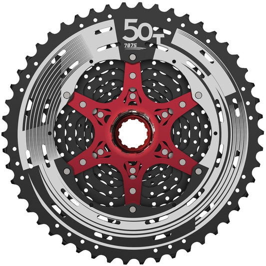 Cassette 12 Speed Sunrace Csmz90 11-50T - Zwart Met Rode Spider