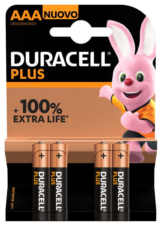 Duracell Batterij Plus 100% Extra Life Mn2400/Lr03/Aaa Bp4