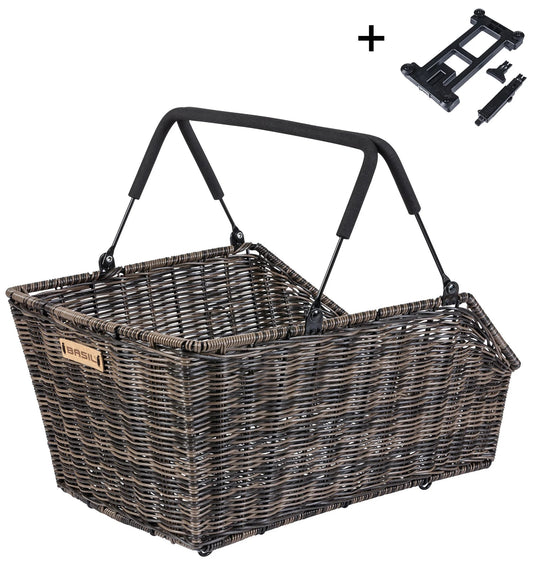 Fietmand Basil Cento Rattan Look Met Mik Bevestiging 22 Liter 41 X 25 X 12 Cm - Bruin