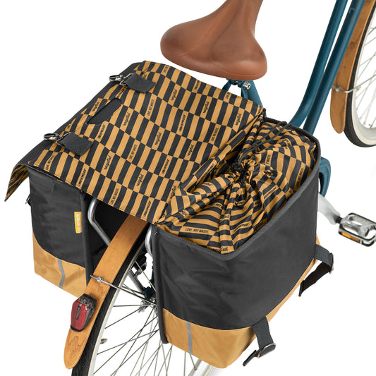 Gerecyclede Dubbele Fietstas Urban Proof 40 Liter - Grijs/Geel