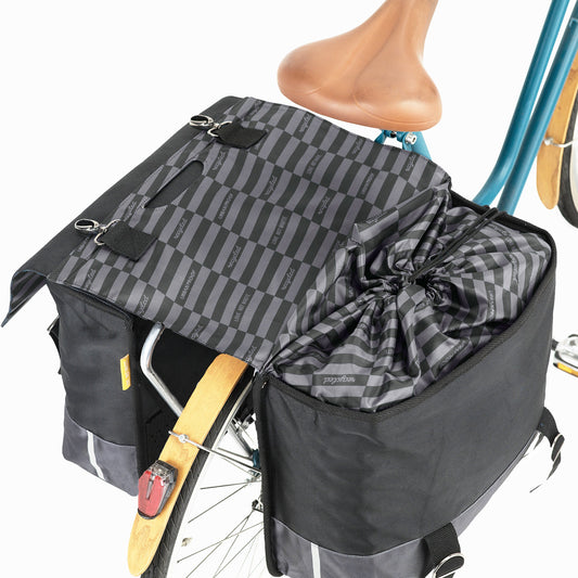 Gerecyclede Dubbele Fietstas Urban Proof 55 Liter - Zwart/Grijs