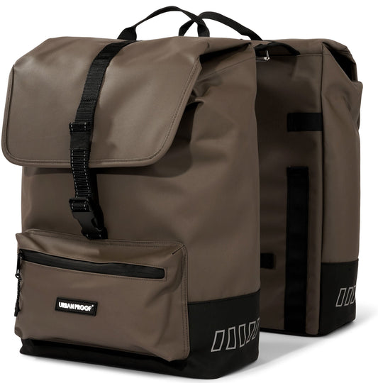 Gerecyclede Dubbele Fietstas Urban Proof Cargo 38 Liter 30 X 15 X 42 Cm - Bruin