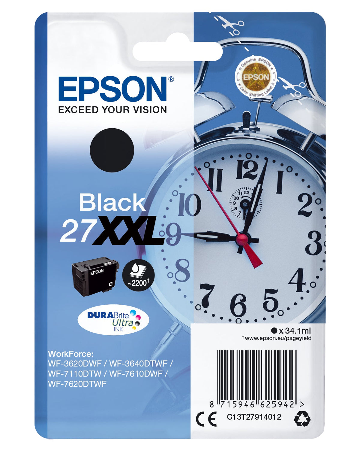 Epson Durabrite Ultra Ink 27 Xxl Ink Cartridge Black T 2791