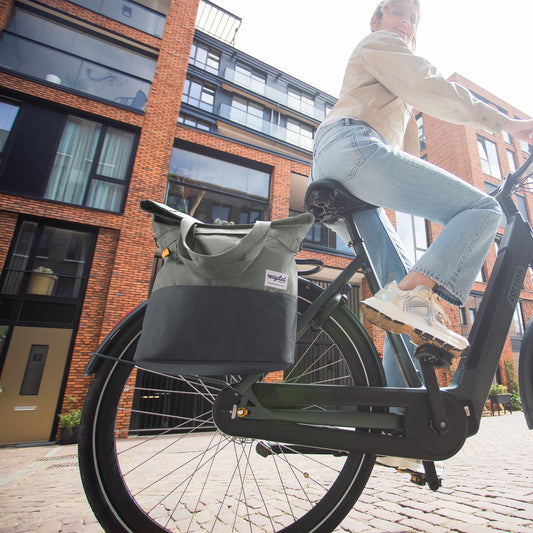 Gerecyclede Shopper Fietstas Urban Proof 20 Liter - Groen/Grijs