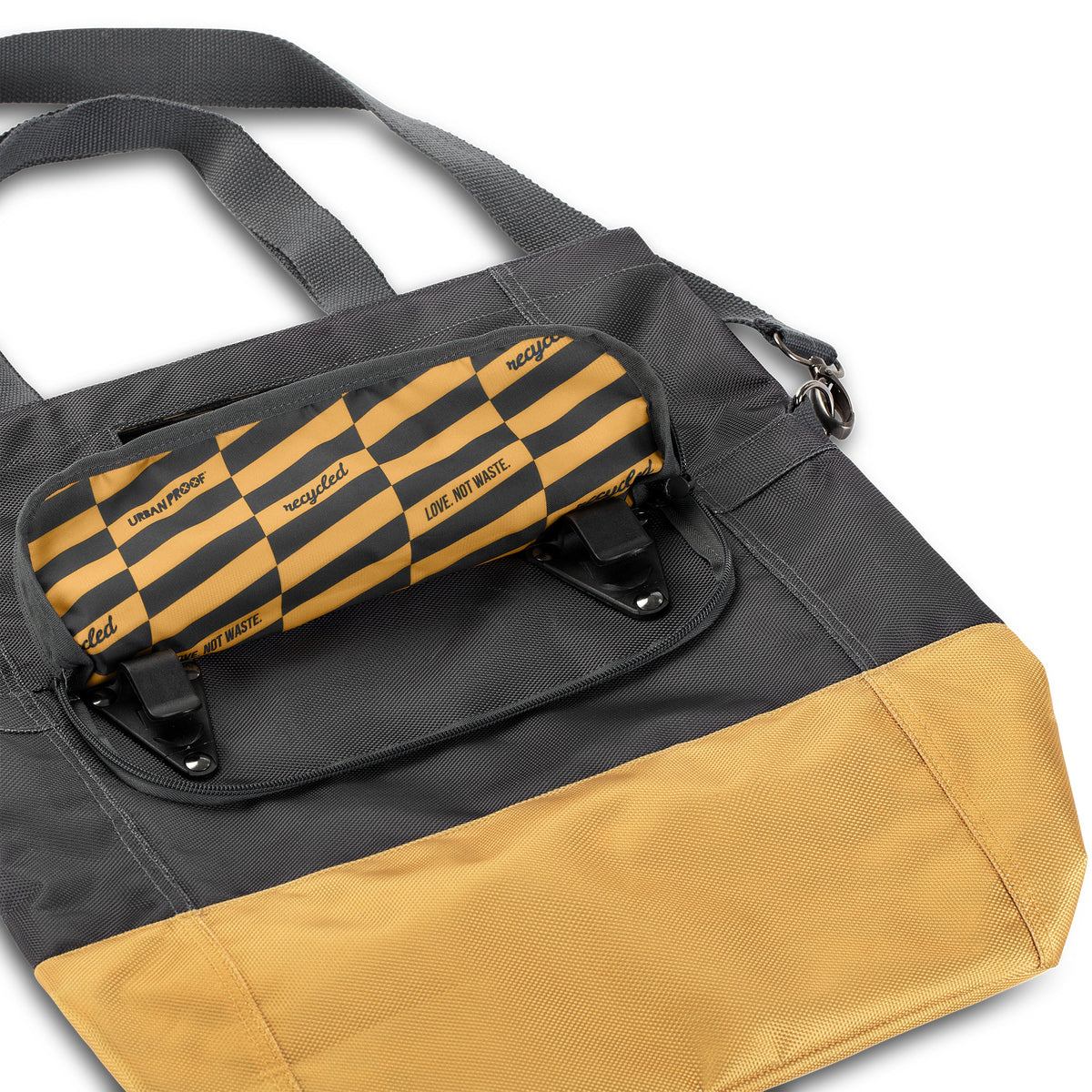 Gerecyclede Shopper Fietstas Urban Proof 20 Liter - Grijs/Geel