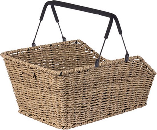 Fietsmand Basil Cento Rattan Look Met Mik-Systeem 47 X 34 X 26 Cm - Seagrass